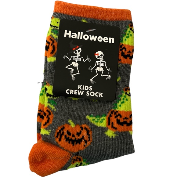 Kid’s Dinosaur Pumpkin Crew Socks - Picture 2 of 2